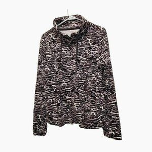 Kim Rogers Animal Print Full-Zip Fleece Jacket, Size M